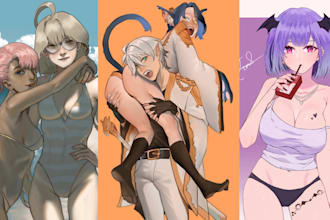 draw nsfw art for thumbnail, oc, fanart in anime style