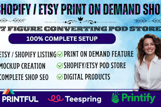 setup shopify etsy print on demand store, printify, printiful, shopify pod store
