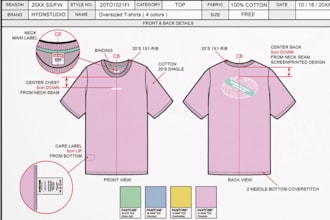 create tech pack for manufacturer