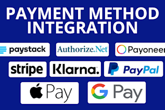 integrate payment gateways stripe, paypal, square, authorize net, apple pay