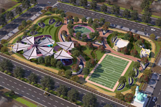 turn 2d cad drawing to 3d model,estate site plan,hub design layout,cgi rendering
