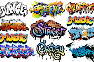 do graffiti logo, typography, font retro 70s brand typography, spray texture tag