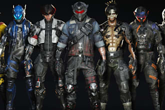 model 3d human avatar metahuman game character cyberpunk sci fi armor humanoid