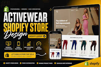 design sleek activewear yoga clothing shopify store fitness clothing store