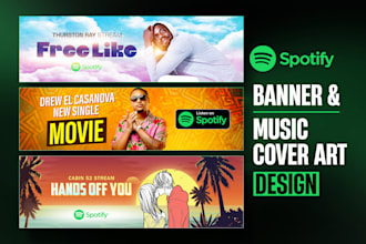 do spotify banner design, music cover art, song covers for artists and musicians