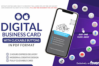 design clickable digital business cards with qr code in 2 hr