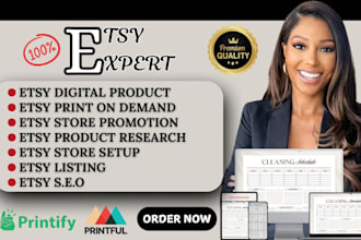 setup etsy shop, etsy shop banner and etsy digital product design, etsy shop seo