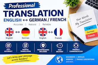 translate english to german or french accurately