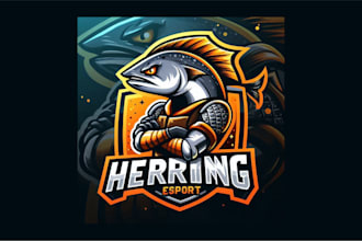 make an amazing herring esport mascot logo in illustrator