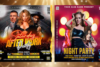 do halloween, christmas, new year, birthday and nightclub flyer design