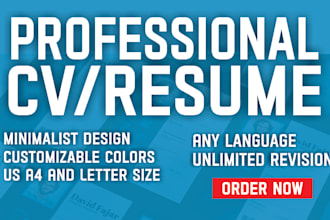 design or rewrite professional executive CV or resume, cover letter in 2 hrs