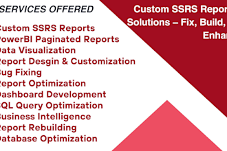 build interactive ssrs,powerbi paginated dashboards, matrix and tabular reports