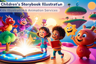 do hand drawing and picture book for christian children story book illustrations