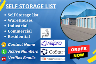 provide self storage property list with skip tracing