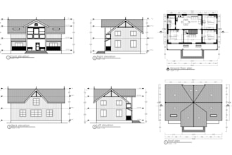 draft architectural floor plan, elevation, section and working drawings