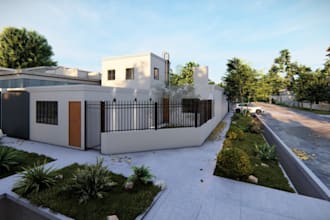 scrap 3d facade building extension, restaurant event hall, wedding hall render,
