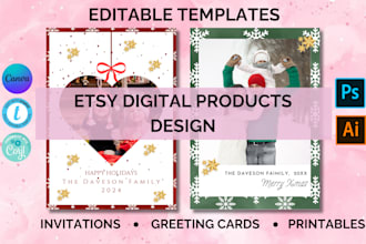 create etsy digital product, christmas cards, christmas trivia games, etsy store