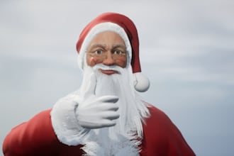 realistic 3d santa claus christmas model, 3d christmas cartoon character, xmas