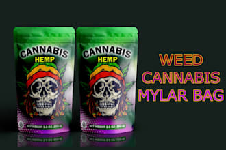 design unique weed pouch, mylar bag and cbd product canabis label