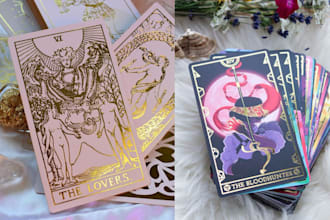 draw unique tarot playing card oracle card zodiac custom tarot card design