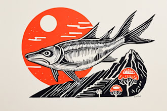 draw illustrations using linocut technique
