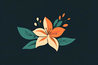 draw botanical illustration of flower logo illustration