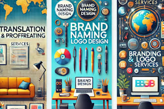 be yor expert translator and creative marketer names, emblems and brand identity
