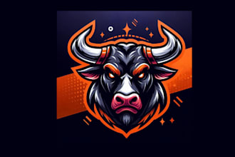 do awesome bull head esport mascot logo with vector files