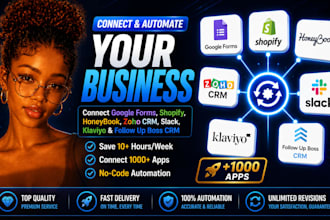 integrate google forms shopify honeybook zoho slack klaviyo follow up boss CRM