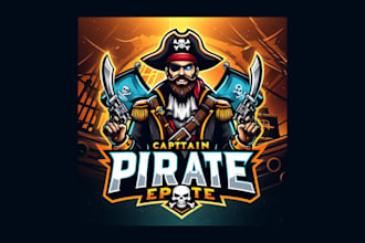 do captain pirate esport mascot logo with creative concepts