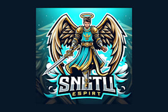 make an unique angel saint esport mascot logo with any file