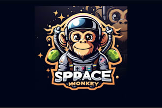 do unique space monkey esport mascot logo with new concepts