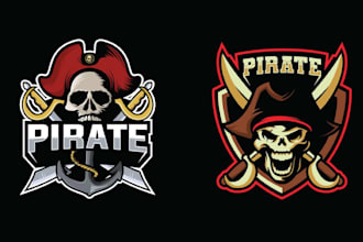 create custom skull pirates vector logo