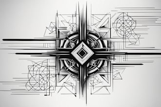 create black and white geometric artistic tattoo design