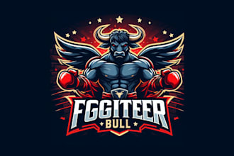 make an fighter bull esport mascot logo for your brand