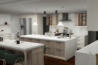 design kitchen 3d visualization and 2d with cultist