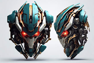design futuristic mecha, cyberpunk, scifi styled logo