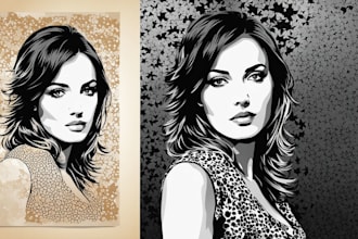 design image into multi layer stencil portrait vector art