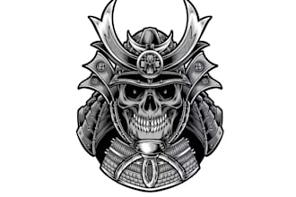 design high quality skull samurai logo with unlimited revision
