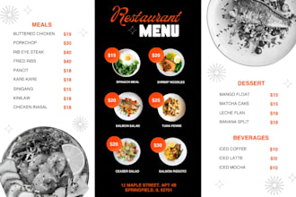 design cafe menu design price list food menu design digital menu spa menu design
