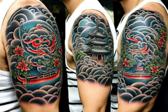 create tattoo japanese old school design