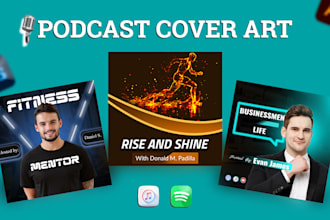 design podcast cover art, podcast cover design and logo