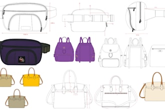 design any bags, handbag, backpack, tech pack and accessories