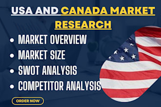 conduct united states or canada market research, swot, and competitor analysis
