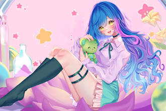 draw soft anime art illustration, fan art, furry and nsfw