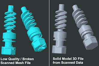 make 3d cad solid model from scan data or mesh files