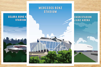 make football stadium illustrations poster nicely