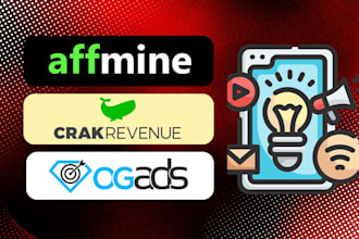 create affmine, crackrevenue, ogads accounts for you