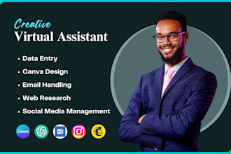 creative virtual assistant executive admin personal canva, social media manager