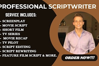 write screenplay, movie scriptwriter, tv series, feature film, short script